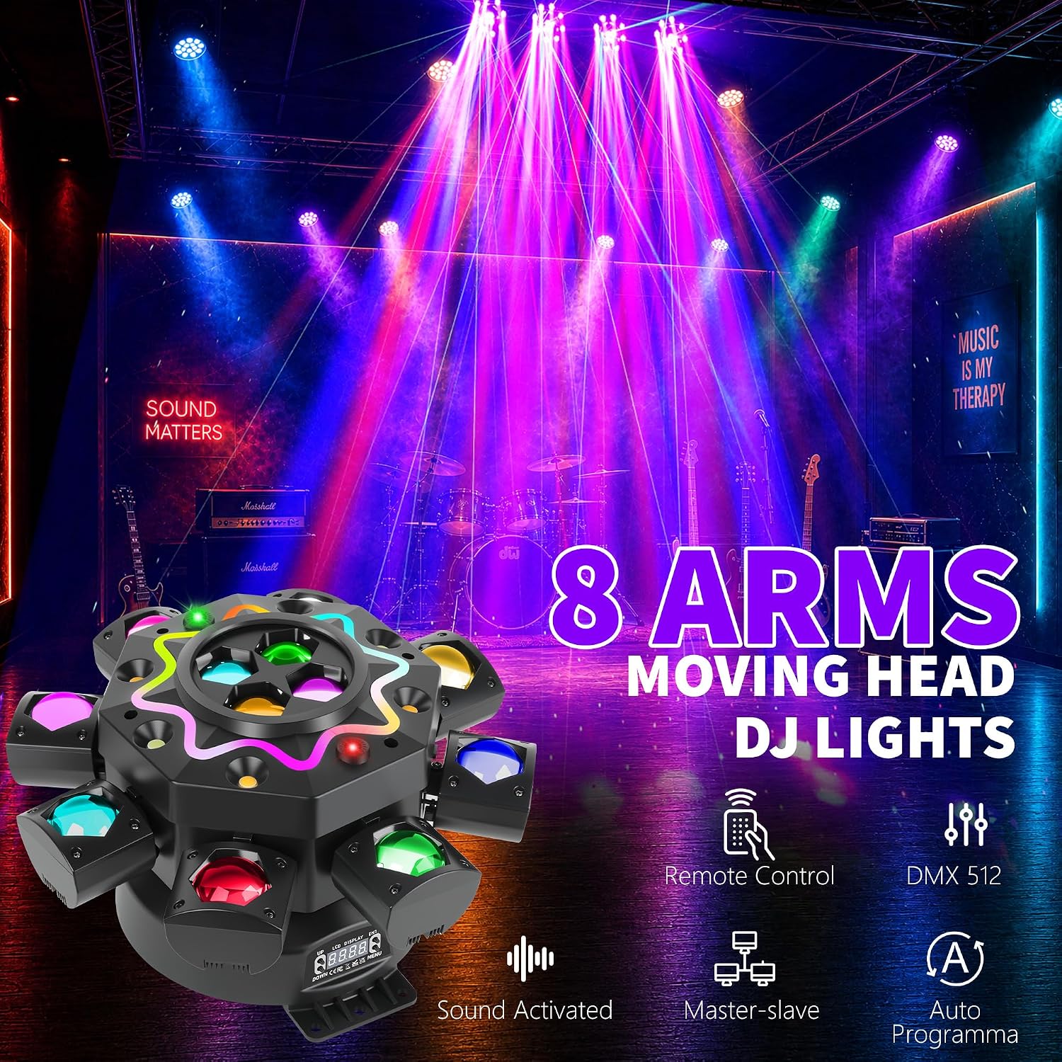 200W Disco Party Lights 8 Arm  - Audio Music Dj recension och pris